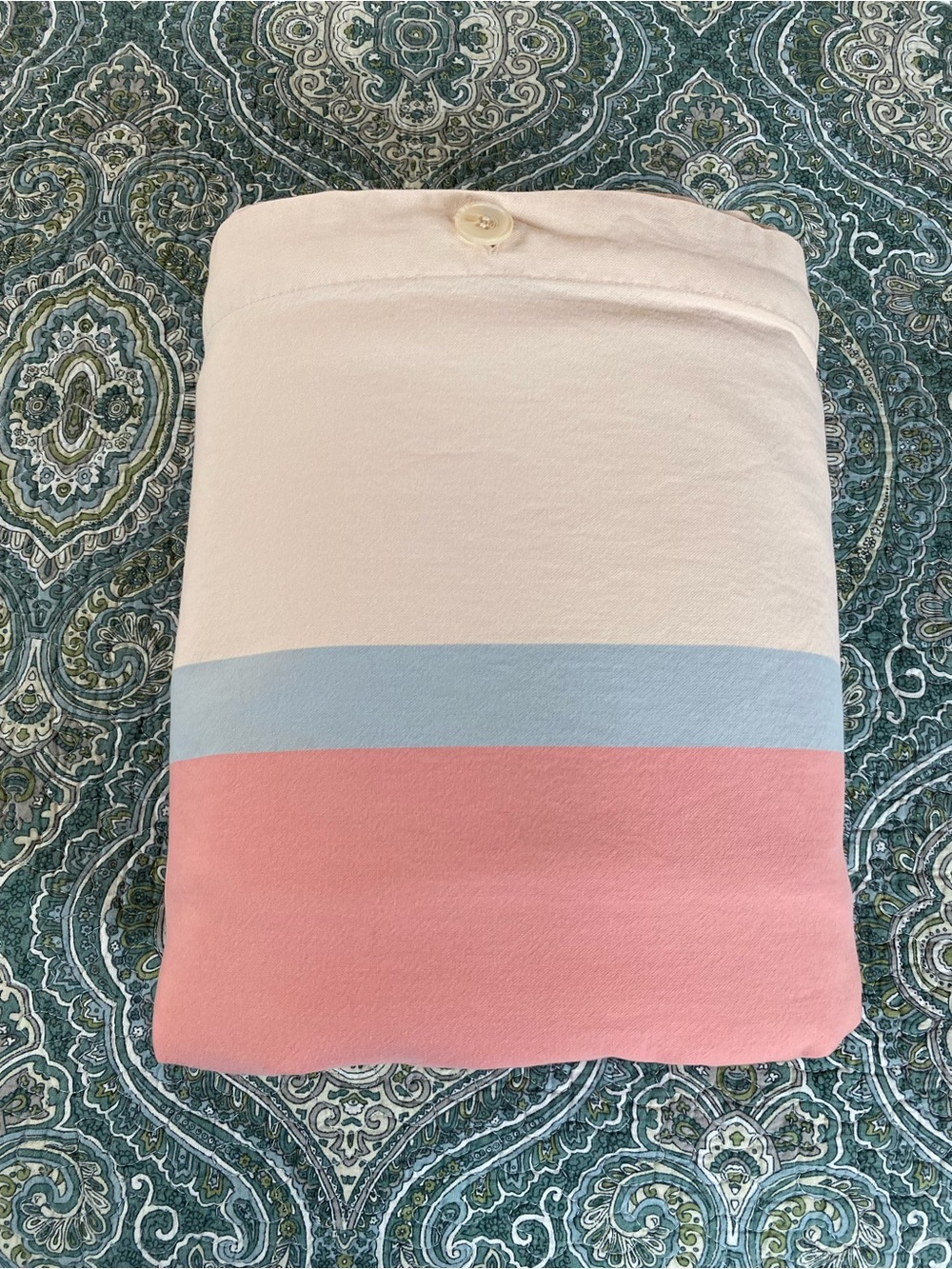 Calvin Klein Pink, Light Blue & Cream Striped Duvet Cover